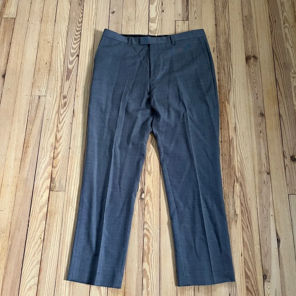 Banana Republic Marzotto 110 Wool Mens Blue Grey Micro Pattern Dress Pants Slack